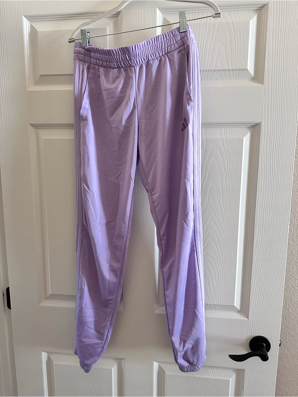 adidas Lavender Track Pants with Elastic Ankles